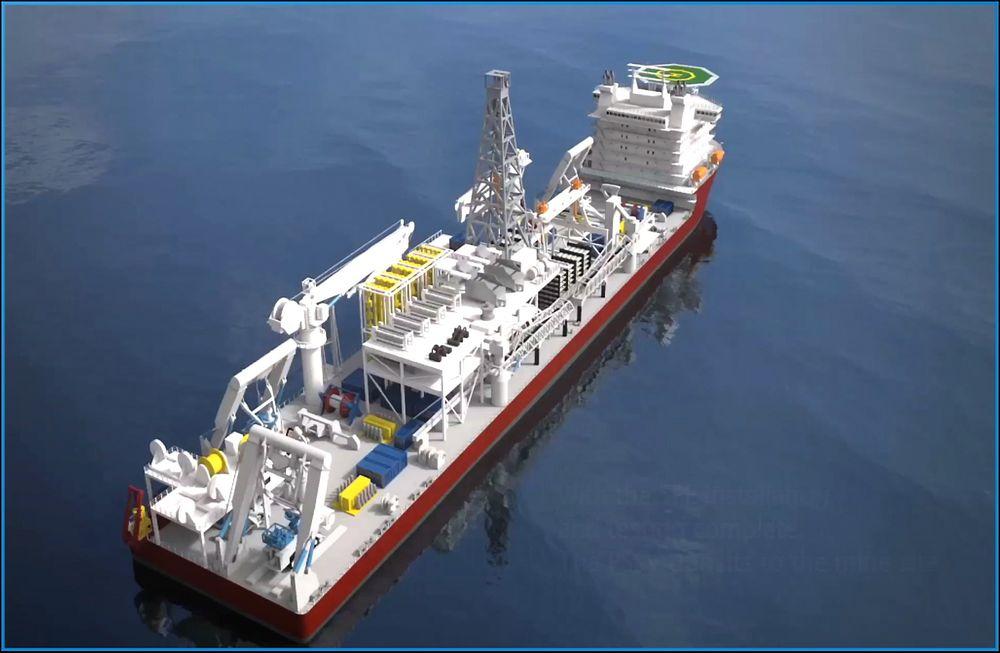 Skipet for gruvedrift på havbunnen er designet av SeaTech Solutions i Singapore for Marine Assets Corporation (MAC). 