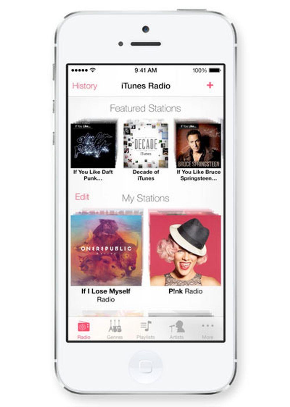 iTunes Radio kommer til alle iOS7-enheter.