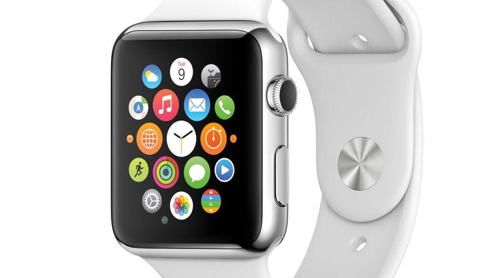 Apple har sendt ut klokker til et knippe amerikanske testere. Her ser du menyvalget man får opp ved å trykke på scrollehjulet på klokken.