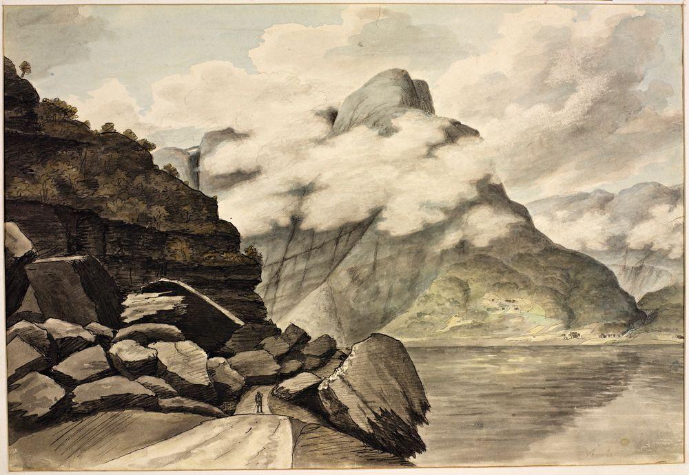SKUTSHORN: Wilhelm Maximilian Carpelan, utkast til Skutshorn, Akvarell, 1819. 