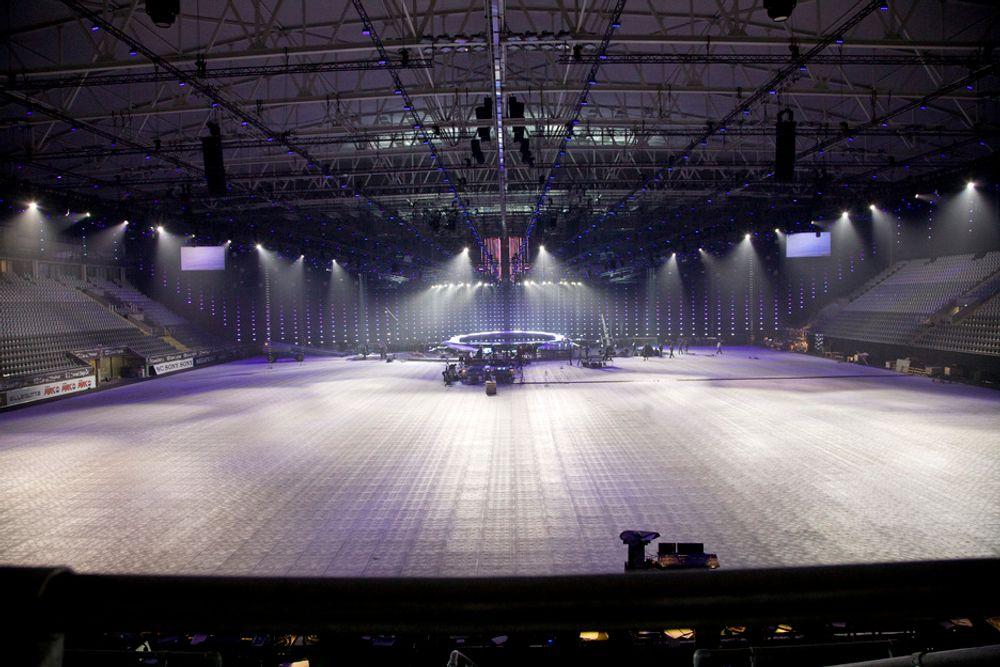 ARENAEN: Slik ser den ut, Telenor Arena, snaue to uker før den første semifinalen skal avholdes.