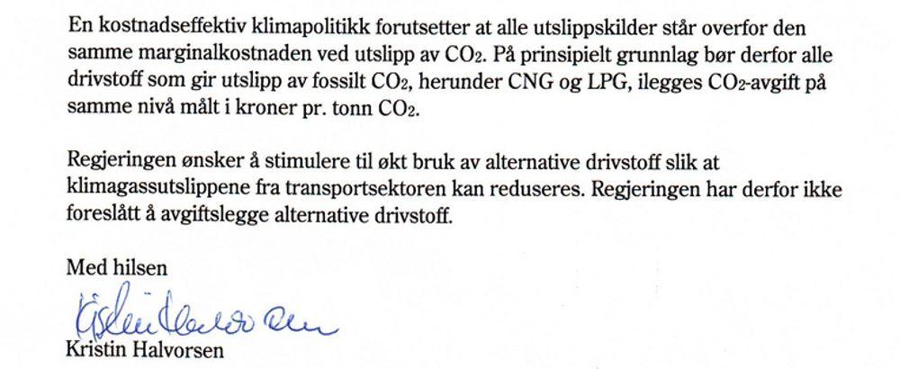 Etter dette brevet fra daværende finansminister Kristin Halvorsen i fjor, følte biodrivstoffmiljøet at de hadde backing fra myndighetene