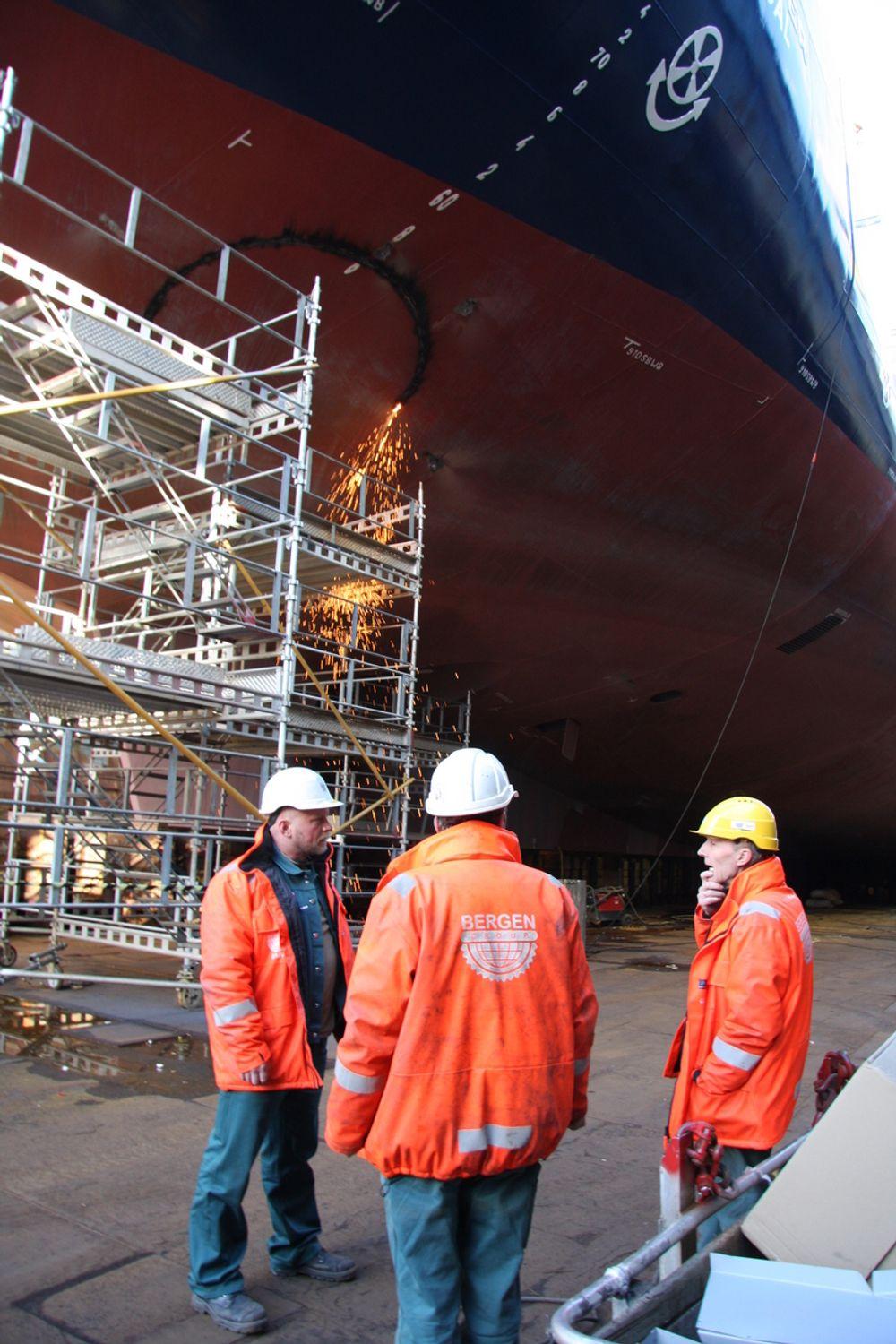 HEKTISK: Skipsbyggerne i Bergen har nok å gjøre foreløpig med fem leveranser i år.