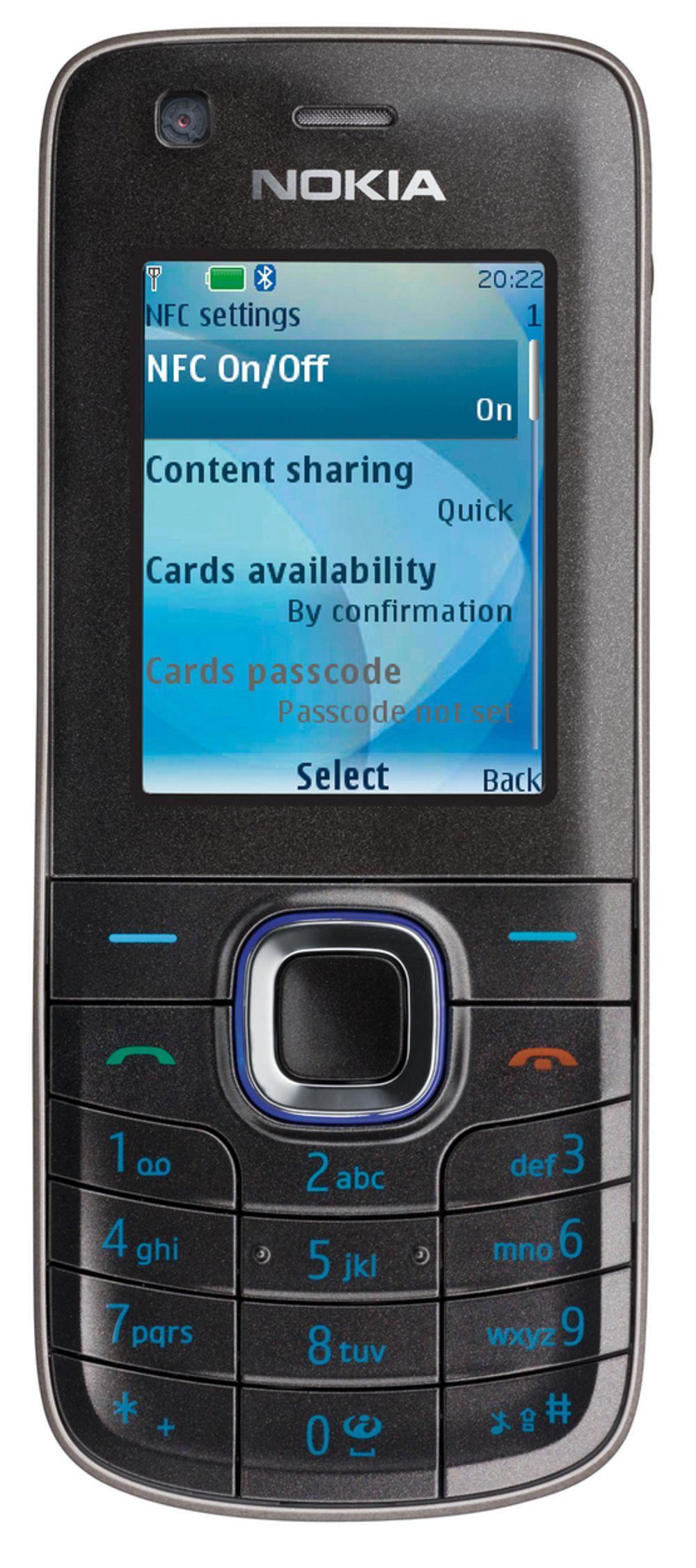 NFC-MOBIL
Nokia har to NFC-mobiler på markeet. Dette er den nye 6212-modellen.