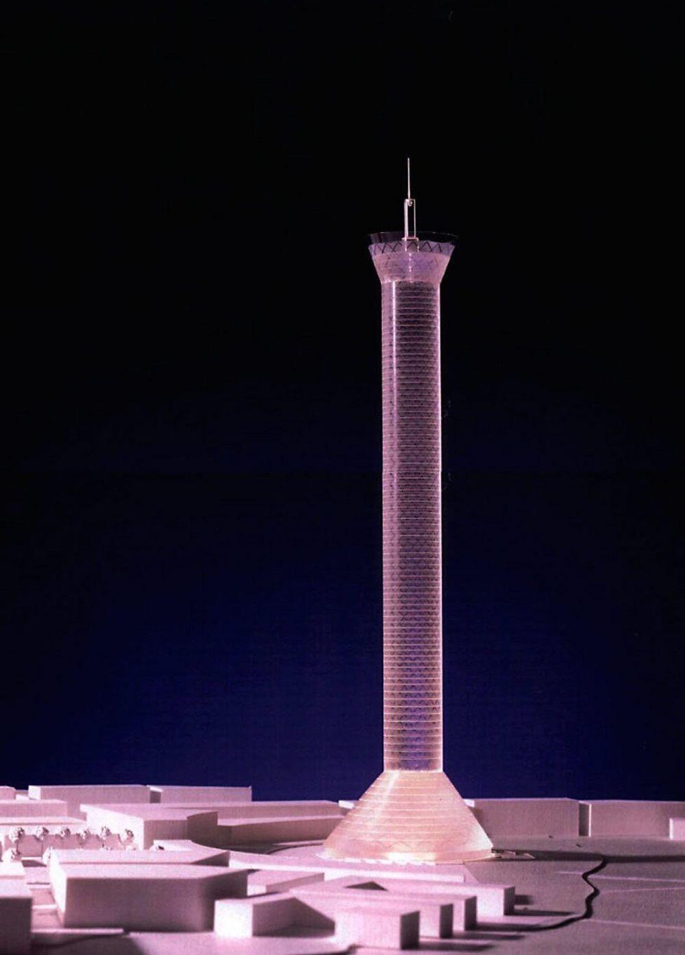 Arthur Buchardt har historie for ambisiøse høyhusprosjekter. Her er en prosjektmodell av det som skulle bli Scandinavian Tower i Malmö. Hvis realisert, ville bygget vært Europas høyeste med sine 274 meter (325 meter med mast). Planene ble skrinlagt i 2004.