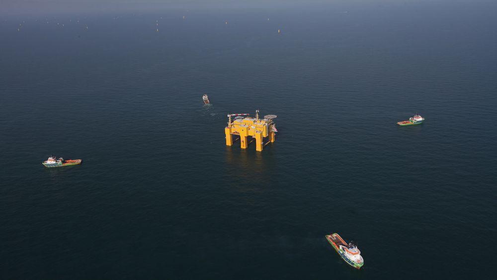 Havvind-kjempe: Verdens største anlegg for offshore likestrøm stod i Haugesund, men er nå installert på tysk sokkel.