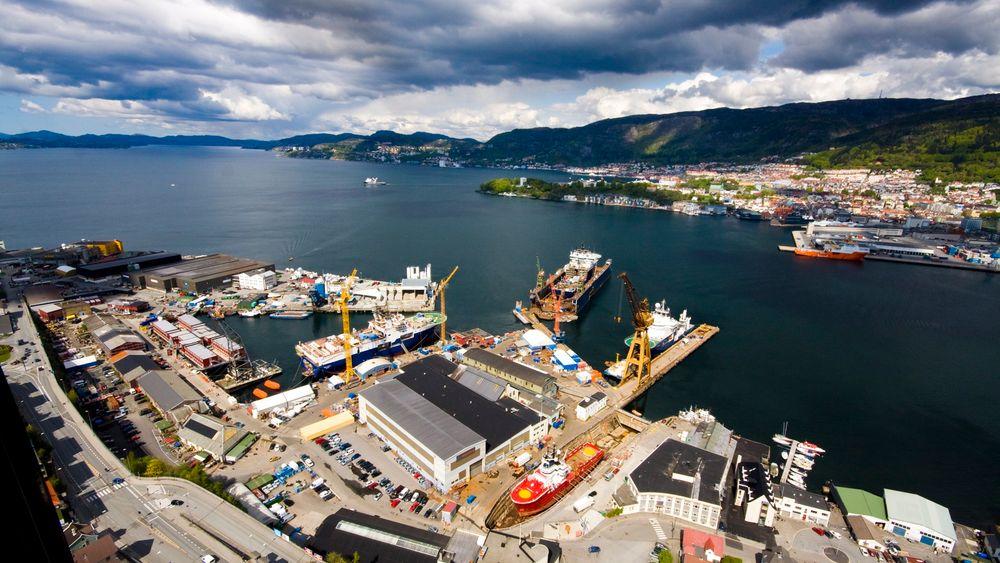 Noryards BMV på Laksevåg i Bergen har som andre verft og skipsreparasjonssteder også landstrømtilbud for skip.