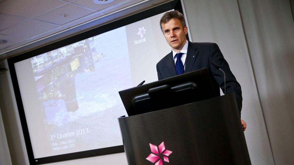Statoil-sjef Helge Lund presenterte resultatene på en pressekonferanse torsdag. 