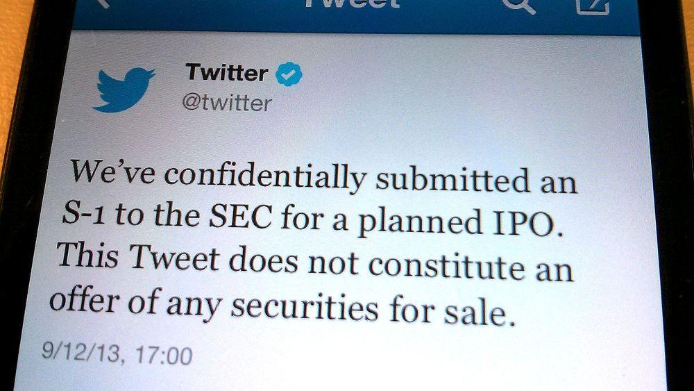 Twitter vil børsnoteres, noe de selvsagt varslet i en Twitter-melding torsdag. 