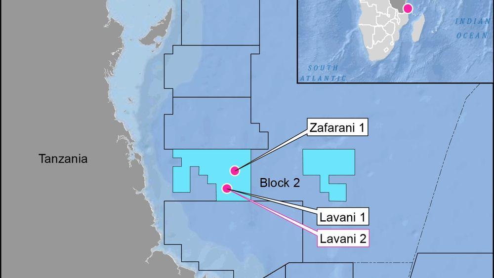 Tre funn: Lavani-2-brønnen ble boret til en samlet dybde på 5270 meter på 2580 meters vanndyp. Brønnen ligger om lag fem kilometer sørøst for Lavani-1-funnet, og 20 kilometer sør for Zafarani-1-brønnen. 