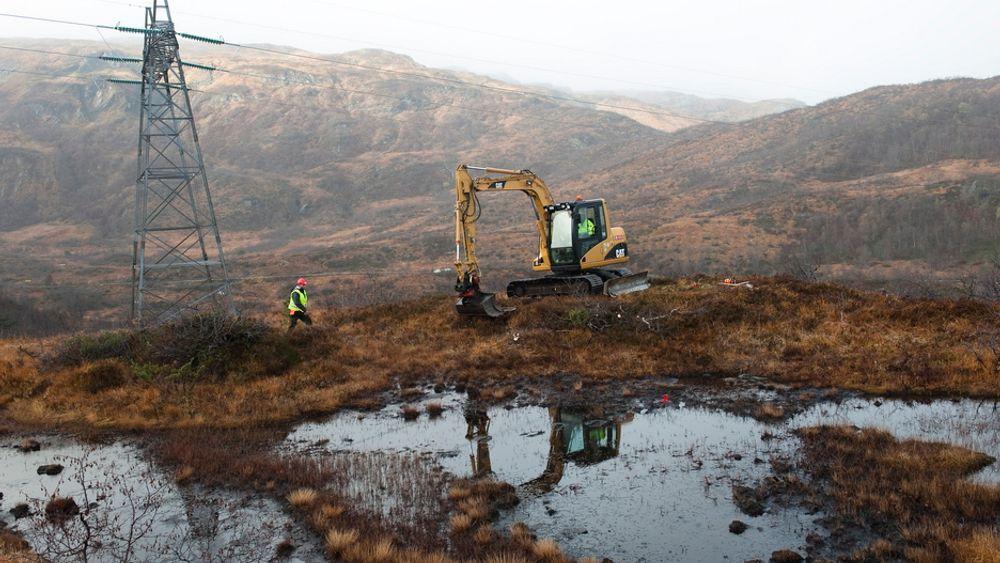 KLART FOR LUFTSPENN: Anleggsarbeidene er nå godt i gang på Kvamskogen i Hardanger.