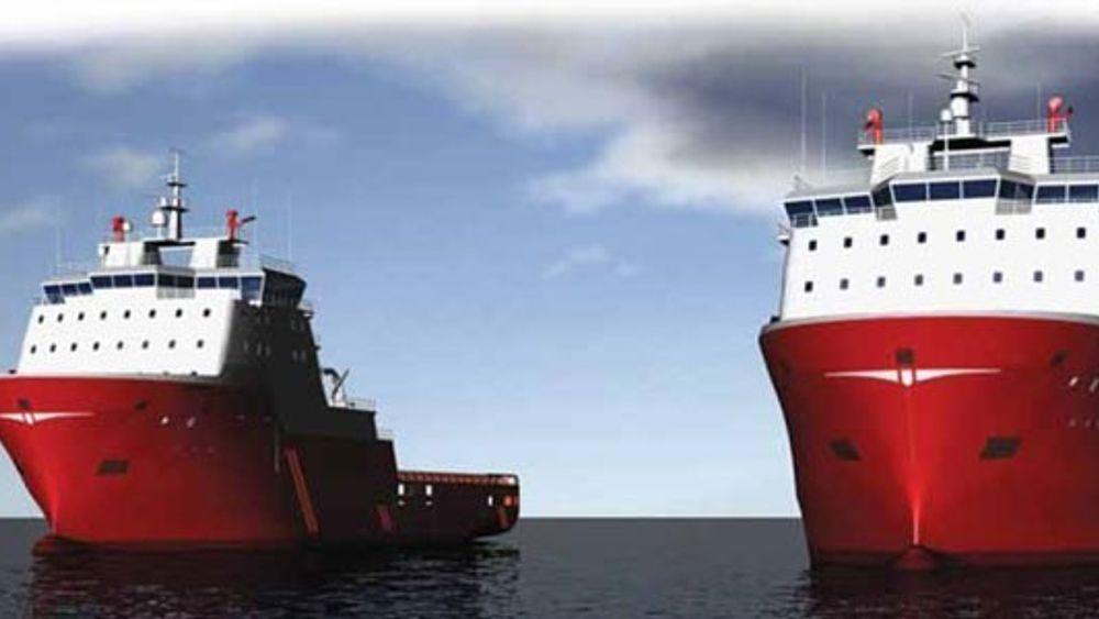 Slik skulle de to ankerhåndteringsfartøyene fra Karmsund Maritime sett ut, men nå har oppdragsgiveren kansellert milliardkontrakten.