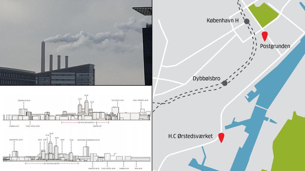 Røyken fra H.C. Ørstedsværket har så høy konsentrasjon av skadelige stoffer at de øverste 17 meterne i en ny høyblokk i København ikke kan brukes til boliger.