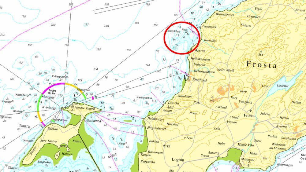 Stridens kjerne var plasseringen av et sjømerke i dette området av Trondheimsfjorden (se markering).