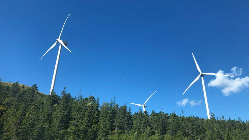 Vindkraft hadde i fjor større omsetning enn vannkraft. Men vannkraften gir fortsatt flest arbeidsplasser. Bildet er fra Skomakerfjellet vindkraftverk i Trøndelag.